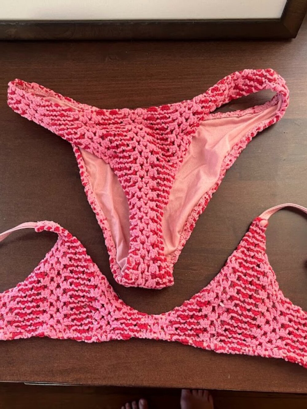 Triangl MAIA - ALINA Pink Crochet Scoop Bikini Set